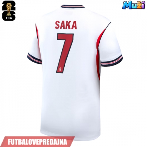 Lacne Muži Futbalové dres Anglicko Bukayo Saka #7 MS 2026 Krátky Rukáv - Domáci